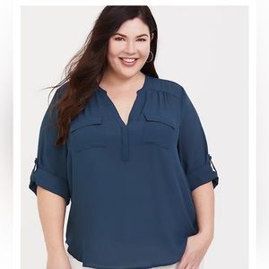 Torrid Harper Georgette Pullover 3/4 Sleeve Blouse